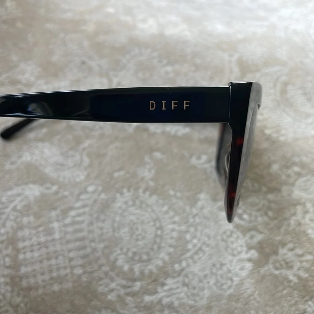 Brand New Diff Eyewear Runi Black Tortoise Grey Polarized Cat Eye Sunglasses